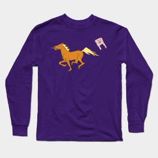 Funny Spooky Plastic Bag Ghost Chases Horse On Halloween, What A Nightmare Long Sleeve T-Shirt